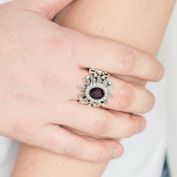 Paparazzi Stretchy Ring - Burn Bright Purple - Picture 2 of 3